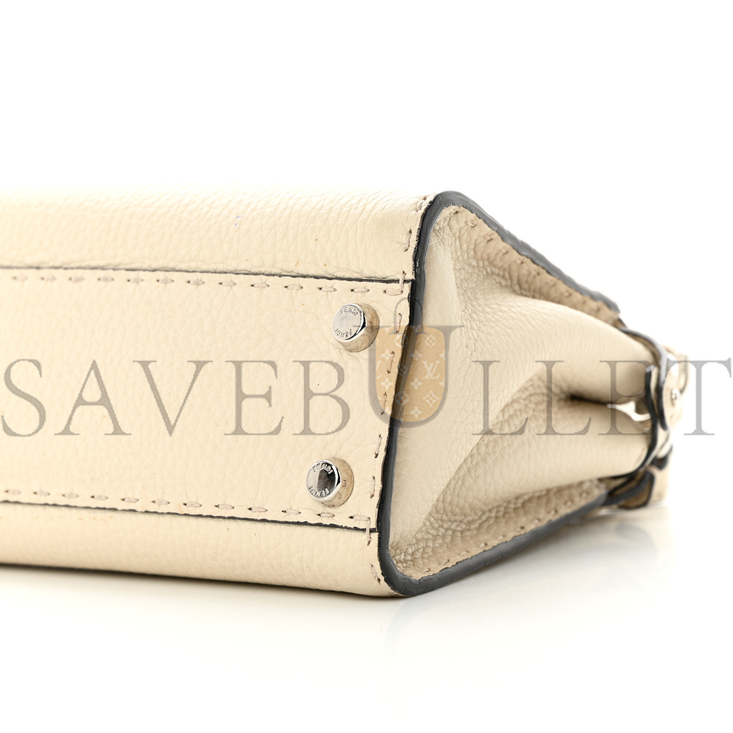 F**di cuoio romano selleria mini peekaboo iconic satchel latte (23*17*12cm)