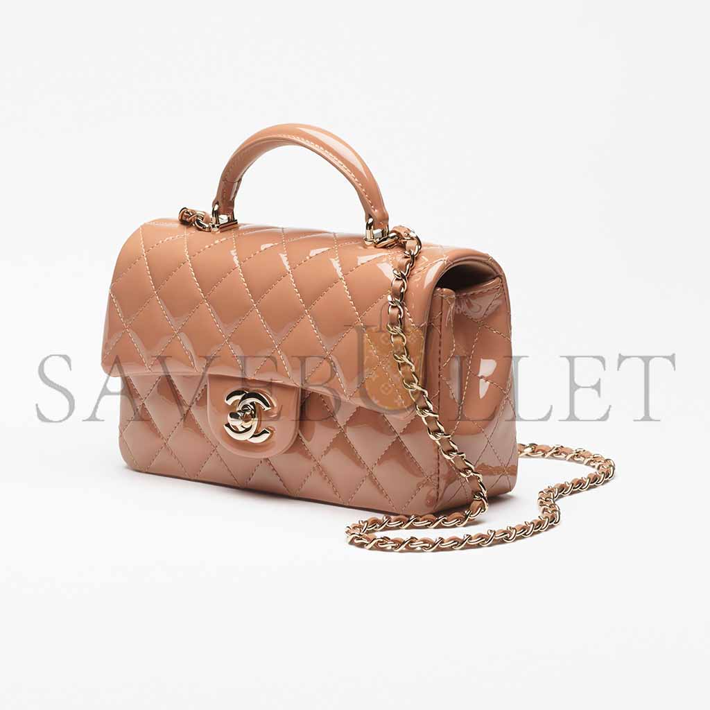 Ch*el mini classic handbag with top handle as2431  (20*12*6cm)