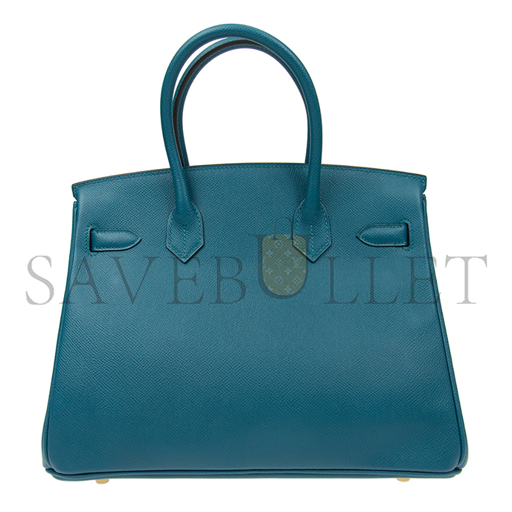 h**mes birkin 30 togo leather Nor*hern blue gold buckle bag h028369ccp3 (30*23*15cm)