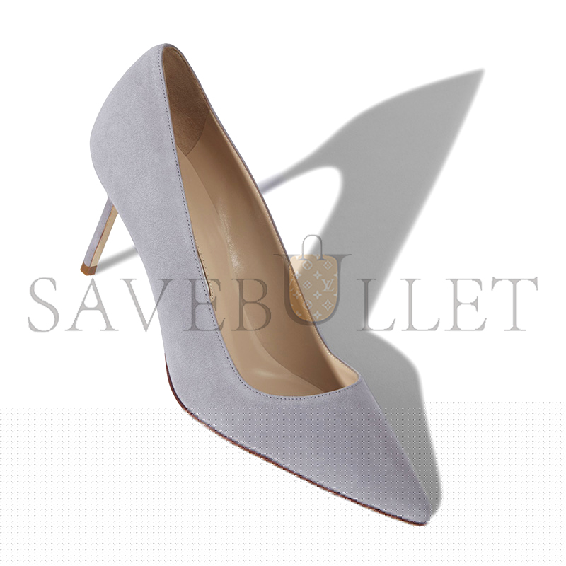 MANOLO BLAHNIK BB 70 LIGHT GREY SUEDE POINTED TOE PUMPS 9XX-0415-0018