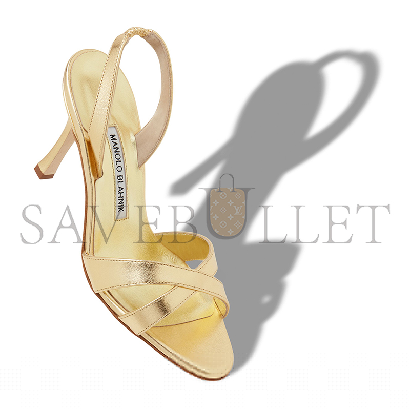 MANOLO BLAHNIK CALLASLI GOLD NAPPA LEATHER SLINGBACK SANDALS 124-2734-0001