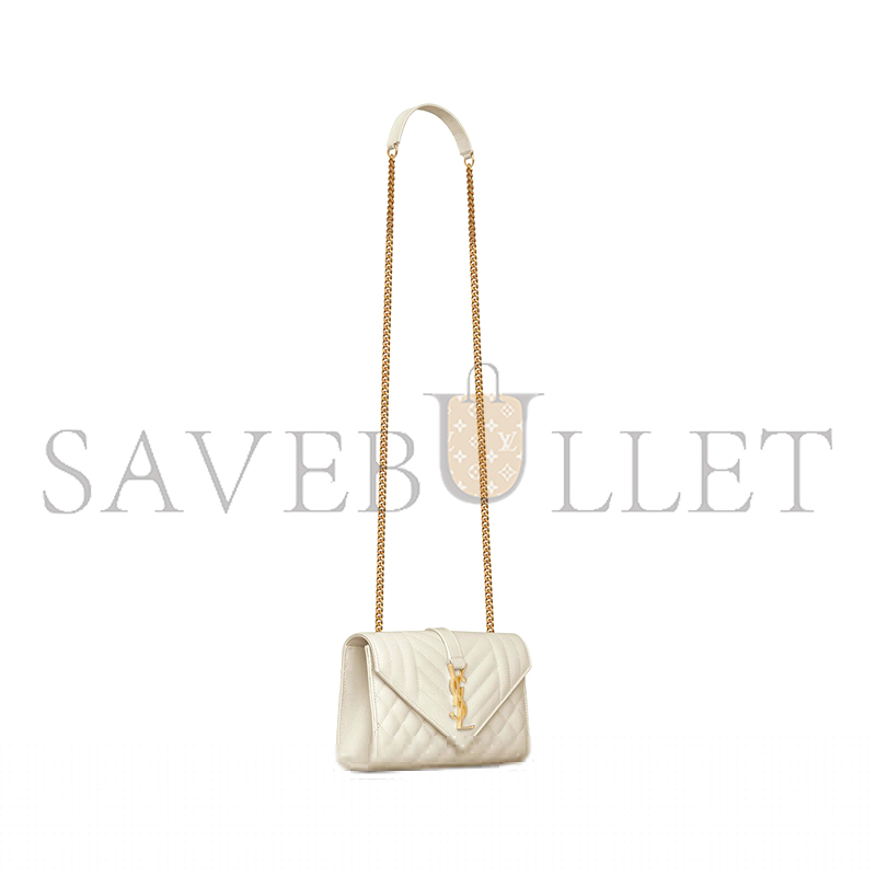YSL ENVELOPE SMALL IN QUILTED GRAIN DE POUDRE EMBOSSED LEATHER 600195BOW919207 (21*13*6cm)