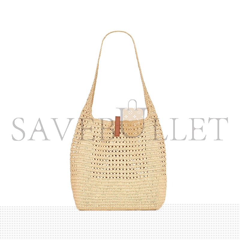 YSL LE 5 À 7 SUPPLE IN RAFFIA CROCHET AND SMOOTH LEATHER 690941GAAAR2080 (37*30*14cm)