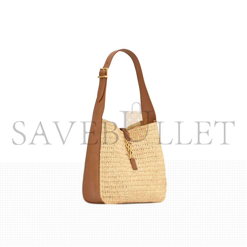 YSL LE 5 À 7 SUPPLE SMALL IN RAFFIA AND LEATHER 823812GAAEZ2791 (22*22*9cm)