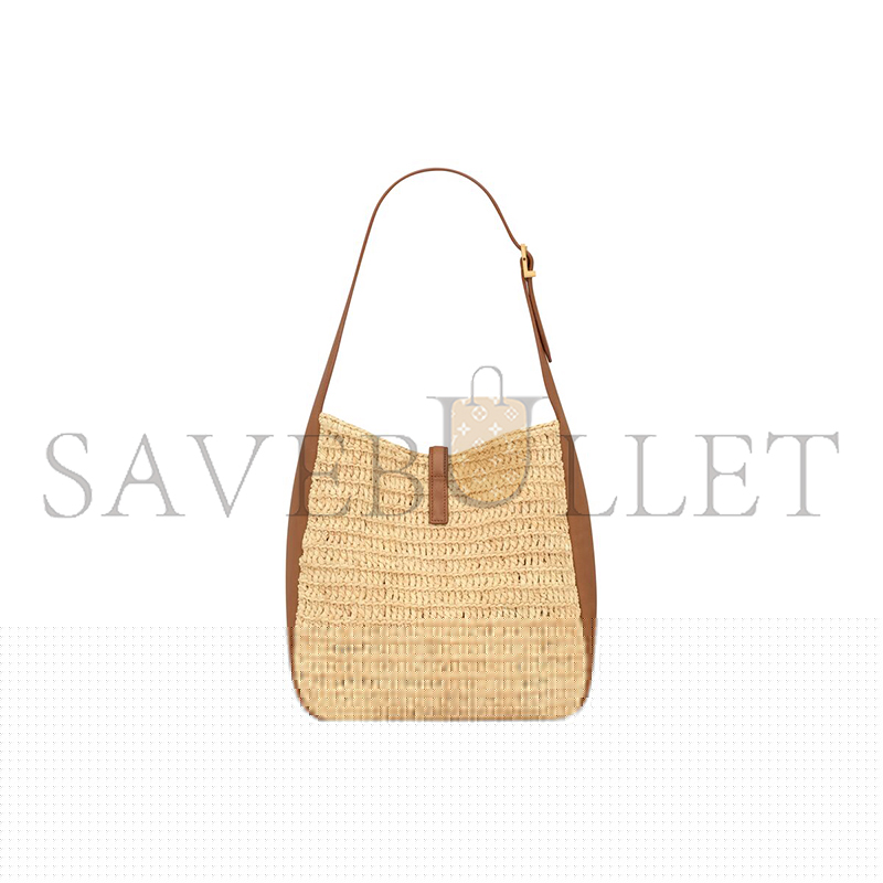 YSL LE 5 À 7 SUPPLE SMALL IN RAFFIA AND LEATHER 823812GAAEZ2791 (22*22*9cm)