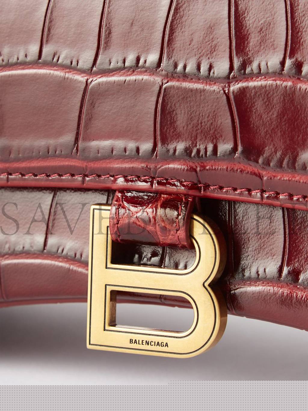 Ba*len*cia*ga red hourglass s crocodile-effect leather bag matchesfashion us (22.5*14.5*10cm)