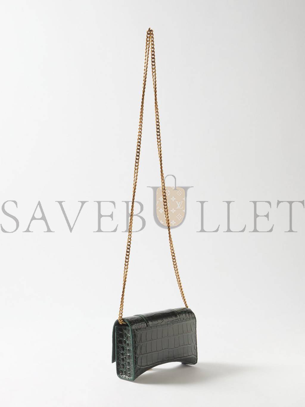 Ba*len*cia*ga green hourglass croc-effect leather cross-body bag  matchesfashion us (19.8*12.1*5cm)
