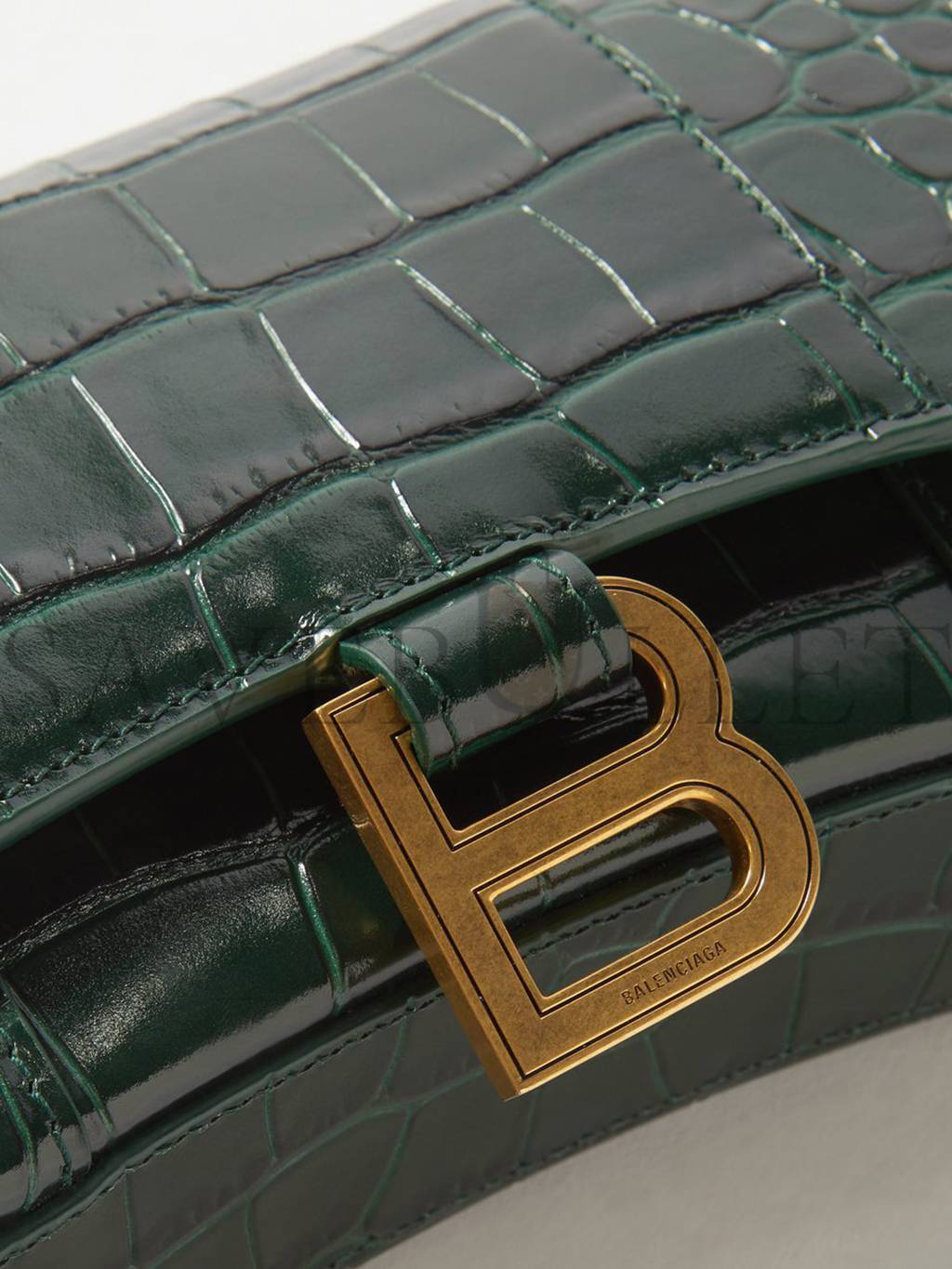 Ba*len*cia*ga green hourglass croc-effect leather cross-body bag  matchesfashion us (19.8*12.1*5cm)