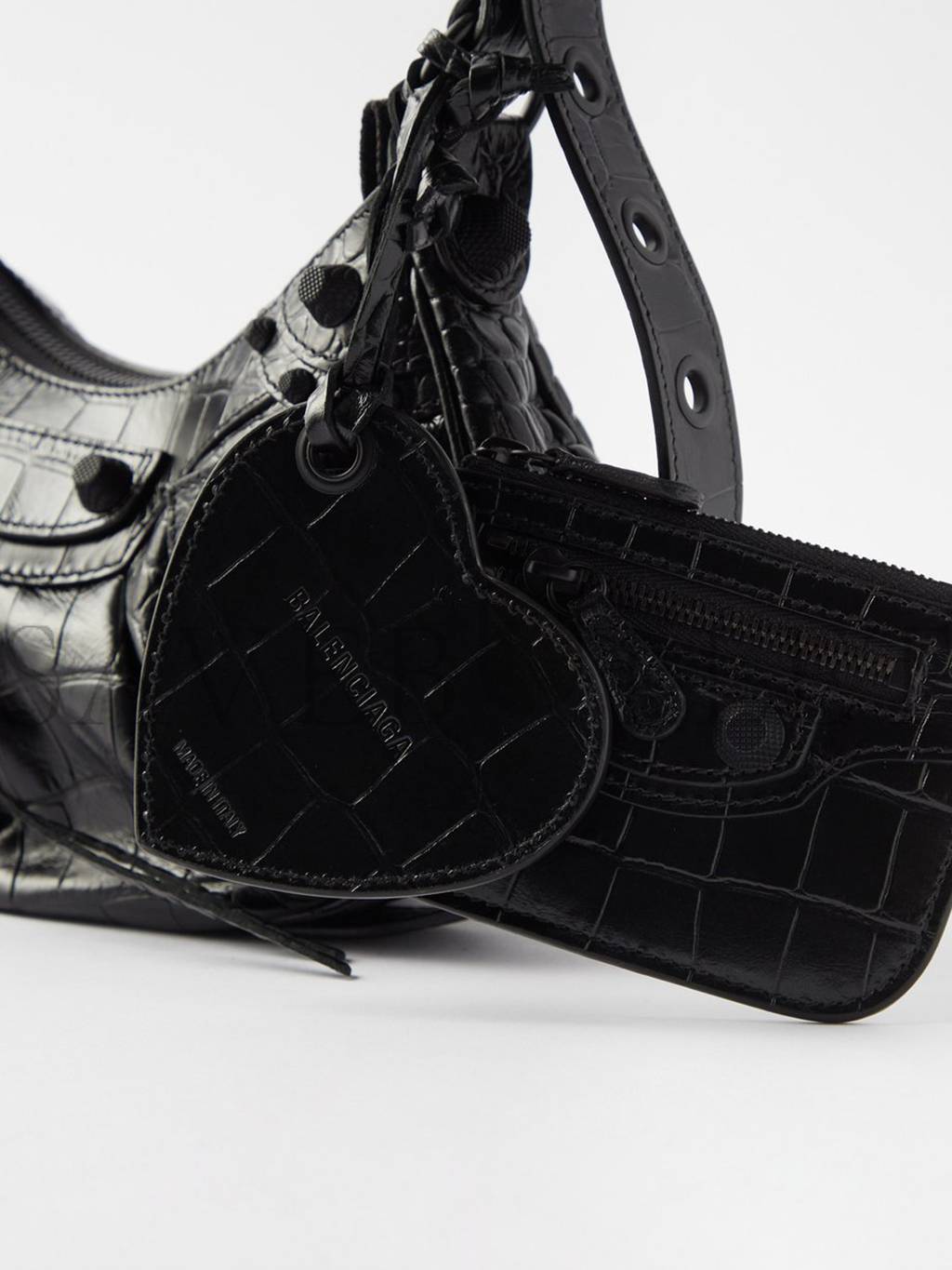 Ba*len*cia*ga black le cagole xs croc-effect leather shoulder bag  matchesfashion us (25.6*11.4*7.3cm)
