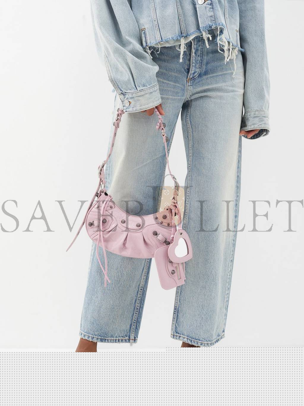 Ba*len*cia*ga pink le cagole xs leather shoulder bag  matchesfashion us (26*13*5cm)