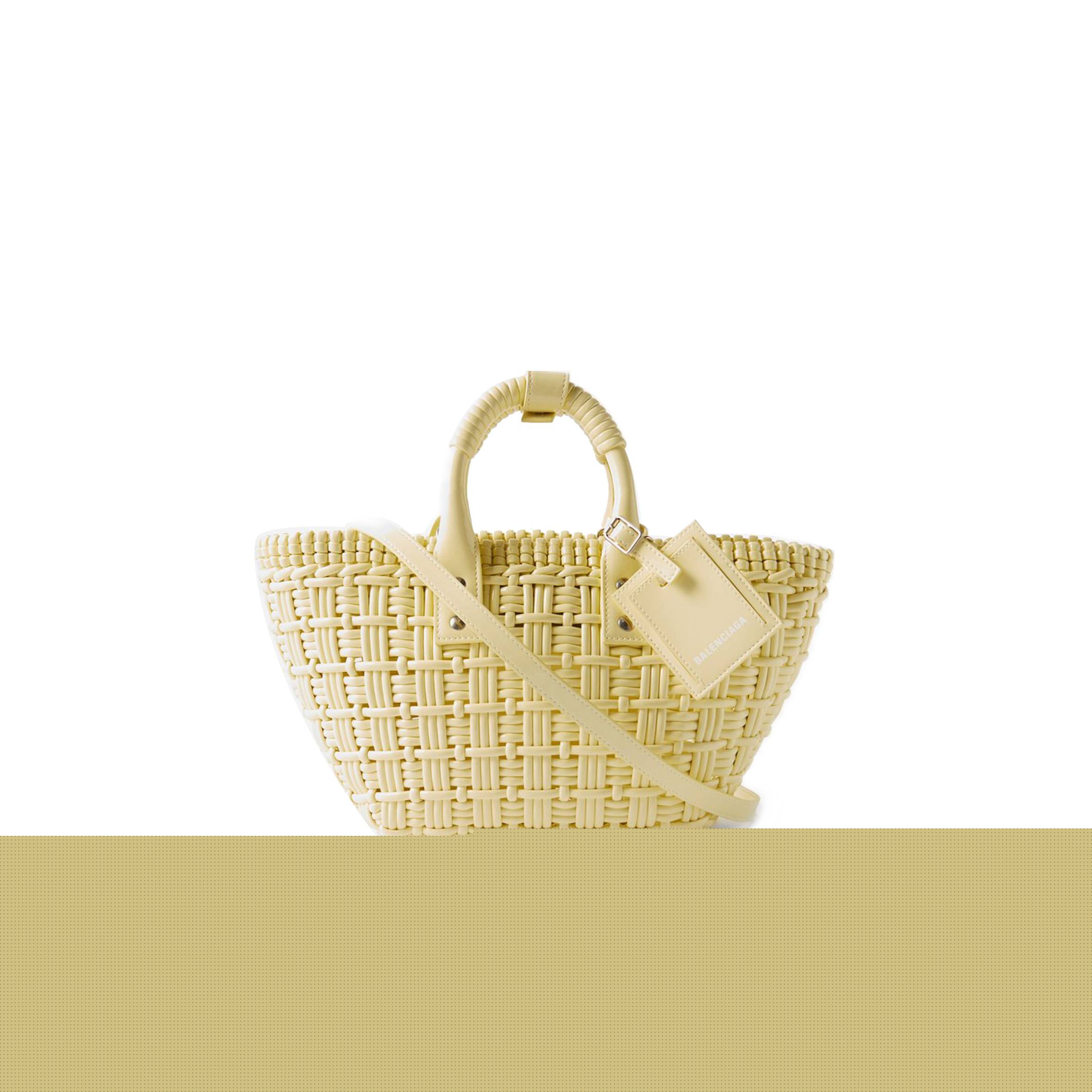 Ba*len*cia*ga yellow bistro xs woven faux-leather basket bag matchesfashion us (22*20*12.5cm)