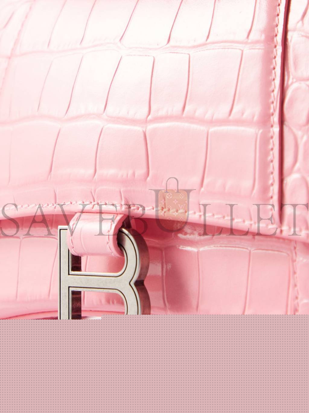 Ba*len*cia*ga pink hourglass s crocodile-effect leather bag matchesfashion us (22.5*14.5*10cm)