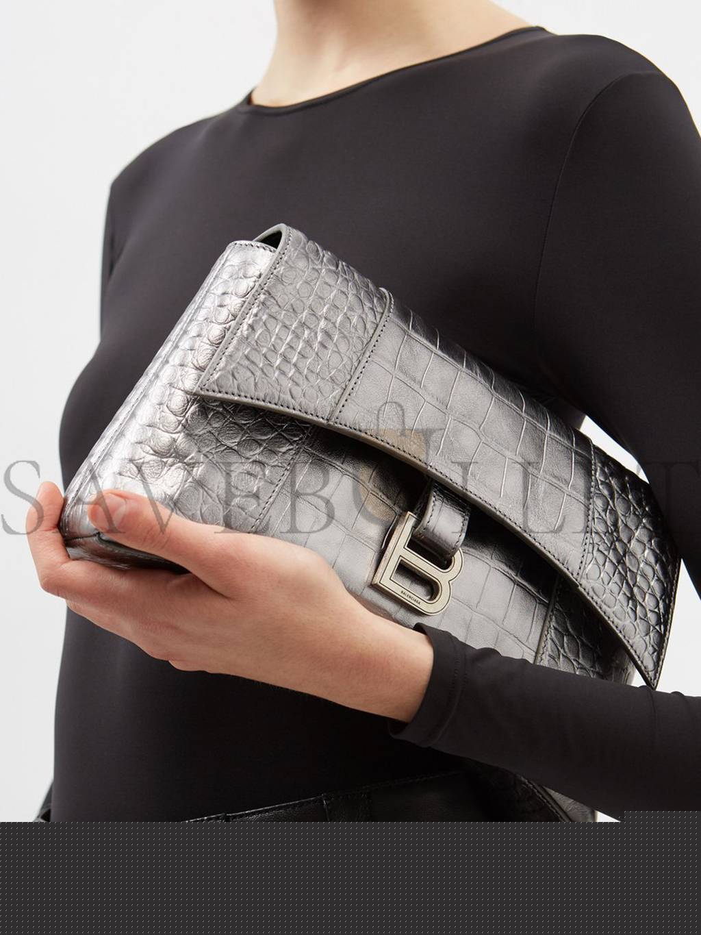Ba*len*cia*ga metallic downtown xs croc-effect leather cross-body bag matchesfashion us (27*16.5*5.5cm)