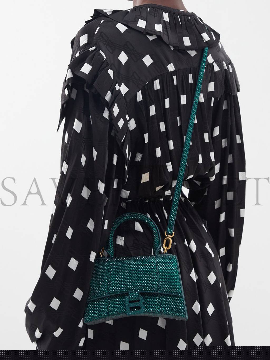 Ba*len*cia*ga green hourglass xs crystal-embellished cross-body bag matchesfashion us (19*12.1*7.6cm)