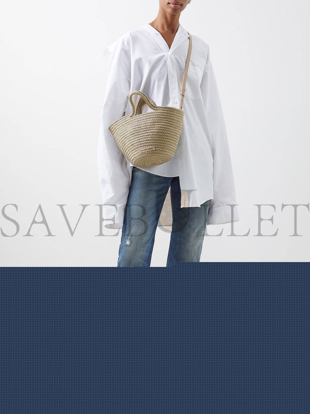 Ba*len*cia*ga neutral ibiza woven basket bag matchesfashion us (32*20.5*14cm)