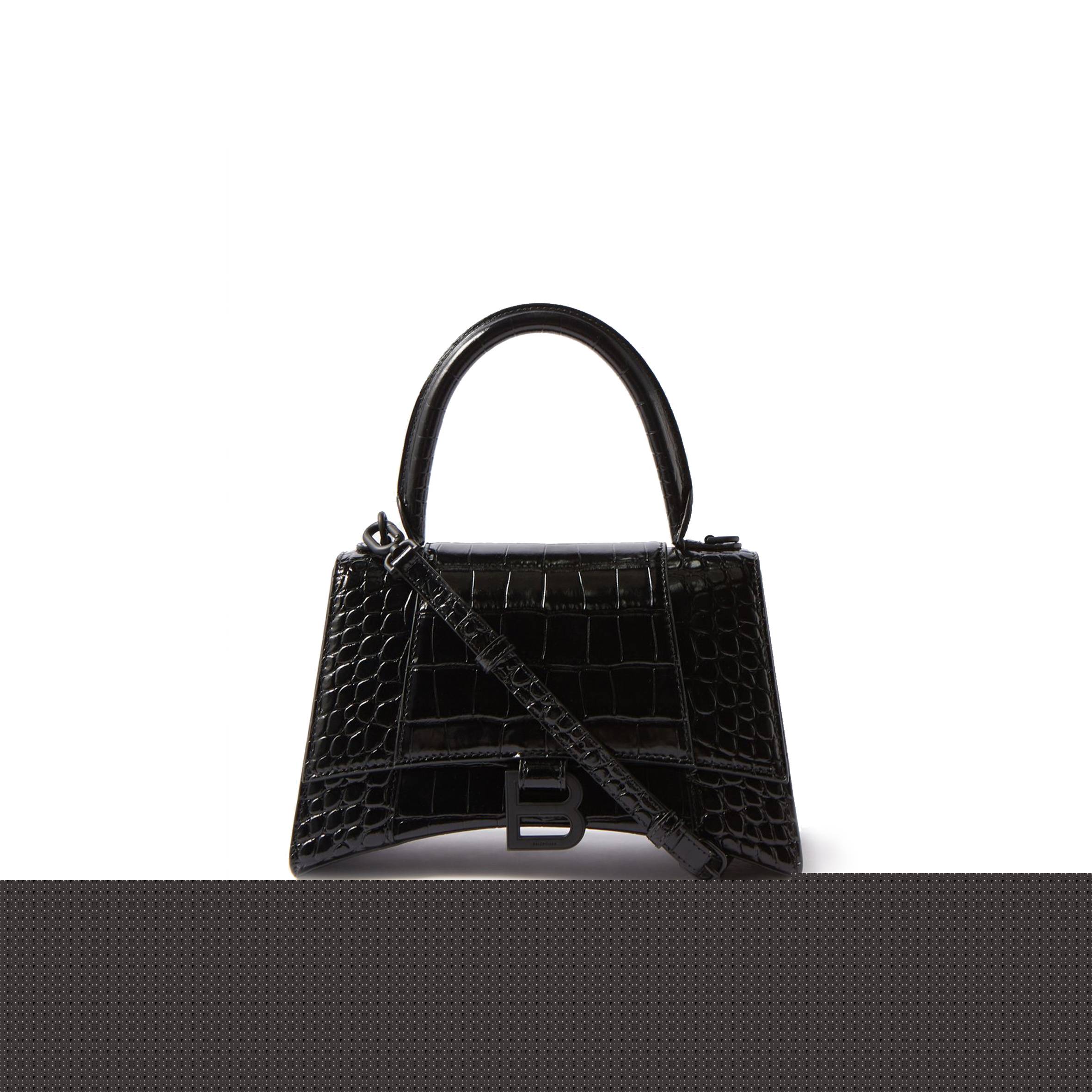 Ba*len*cia*ga black hourglass s crocodile-effect leather bag matchesfashion us (22.5*15*10cm)