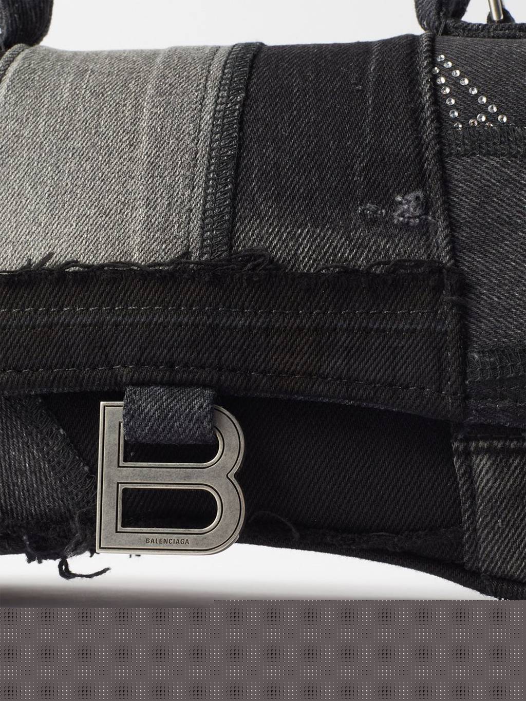 Ba*len*cia*ga blue hourglass s embellished denim bag  matchesfashion us (22.8*16.5*20cm)
