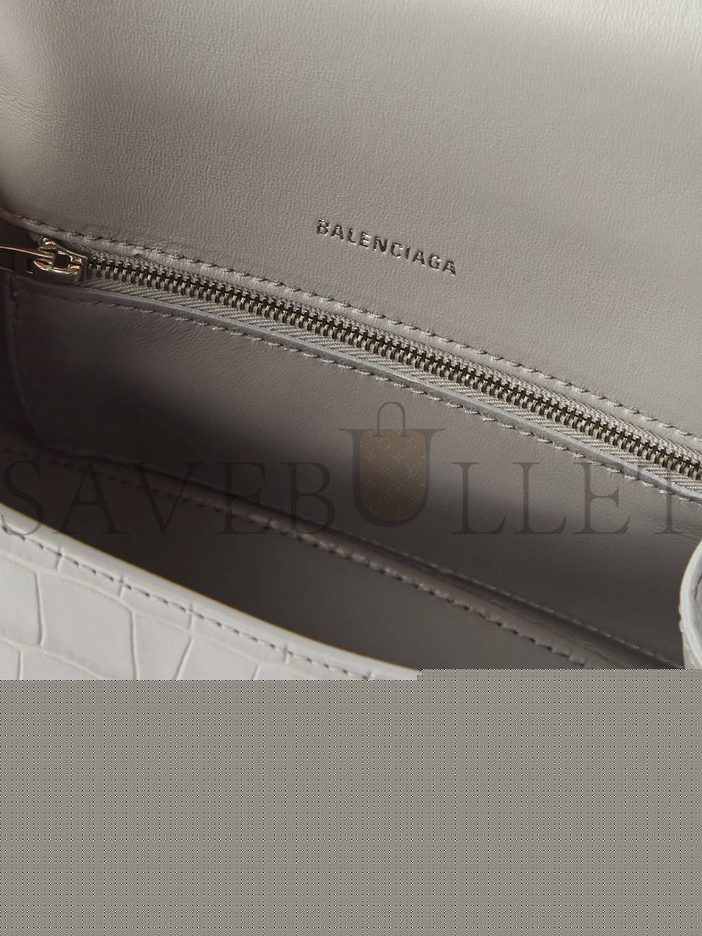Ba*len*cia*ga grey hourglass s crocodile-effect leather bag matchesfashion us (22.5*14*10cm)