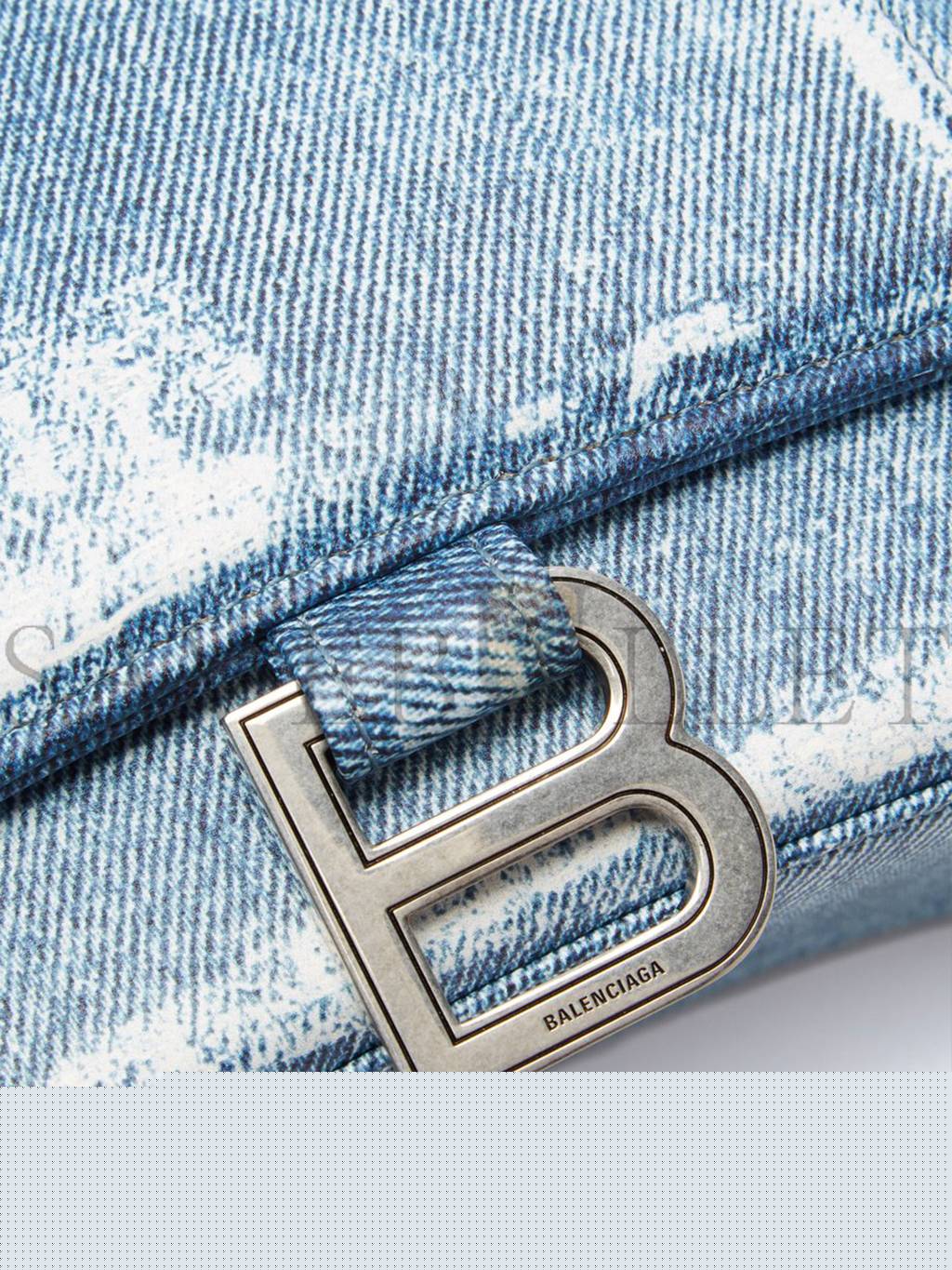 Ba*len*cia*ga blue hourglass denim-print leather bag matchesfashion us (26.1*14*10.6cm)