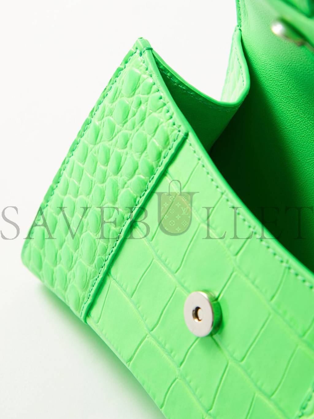 Ba*len*cia*ga green hourglass xs crocodile-effect leather bag  matchesfashion us (19*12.5*8cm)