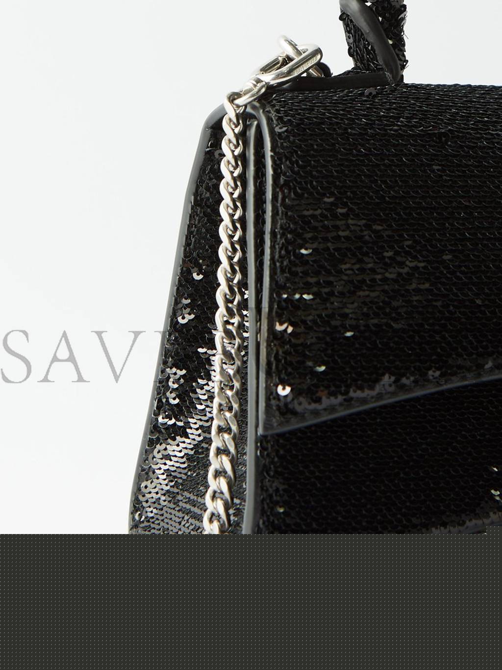 Ba*len*cia*ga black hourglass xs sequinned handbag matchesfashion us (19*12.1*7.6cm)