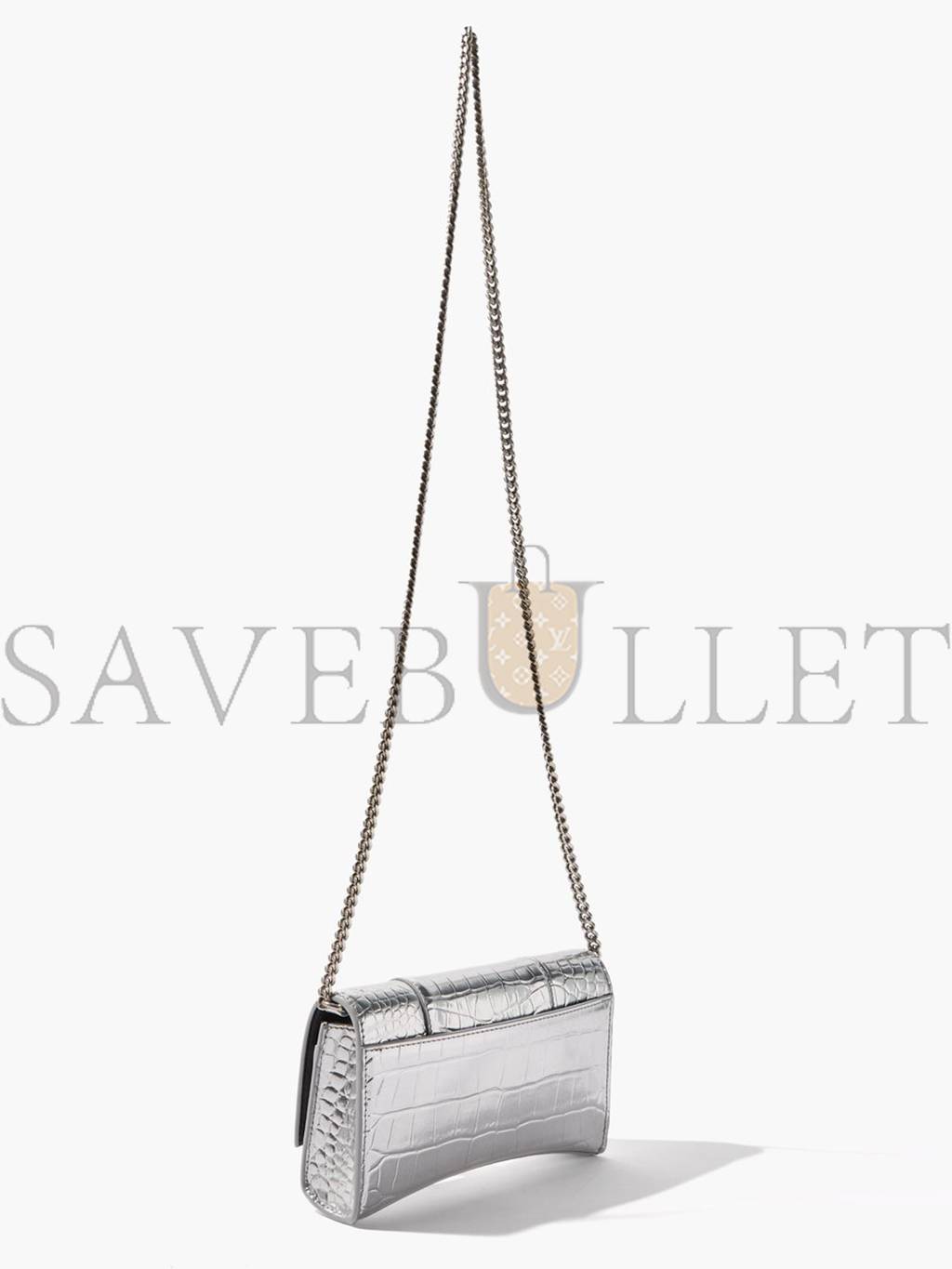 Ba*len*cia*ga silver hourglass crocodile-effect leather cross-body bag  matchesfashion us (19*12*4.5cm)