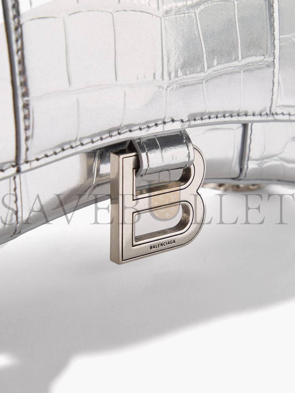 Ba*len*cia*ga silver hourglass crocodile-effect leather cross-body bag  matchesfashion us (19*12*4.5cm)