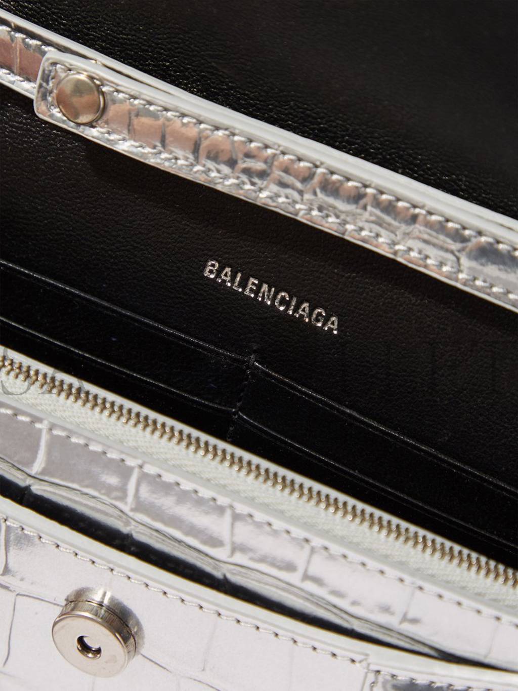 Ba*len*cia*ga silver hourglass crocodile-effect leather cross-body bag  matchesfashion us (19*12*4.5cm)