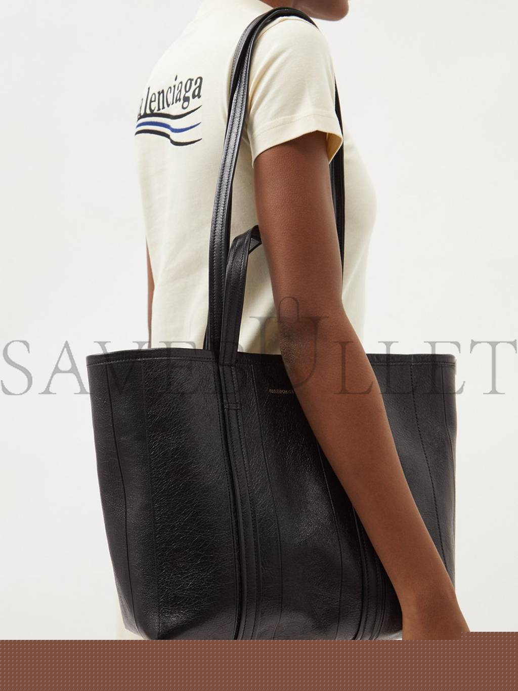 Ba*len*cia*ga black barbes m crinkled-leather tote bag matchesfashion us (40.8*29.2*13.9cm)
