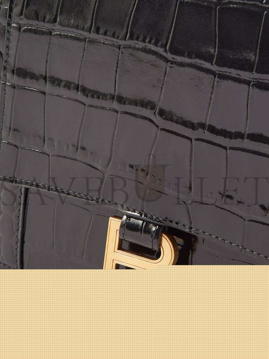 Ba*len*cia*ga black hourglass crocodile-effect leather clutch bag  matchesfashion us (27*16*2cm)