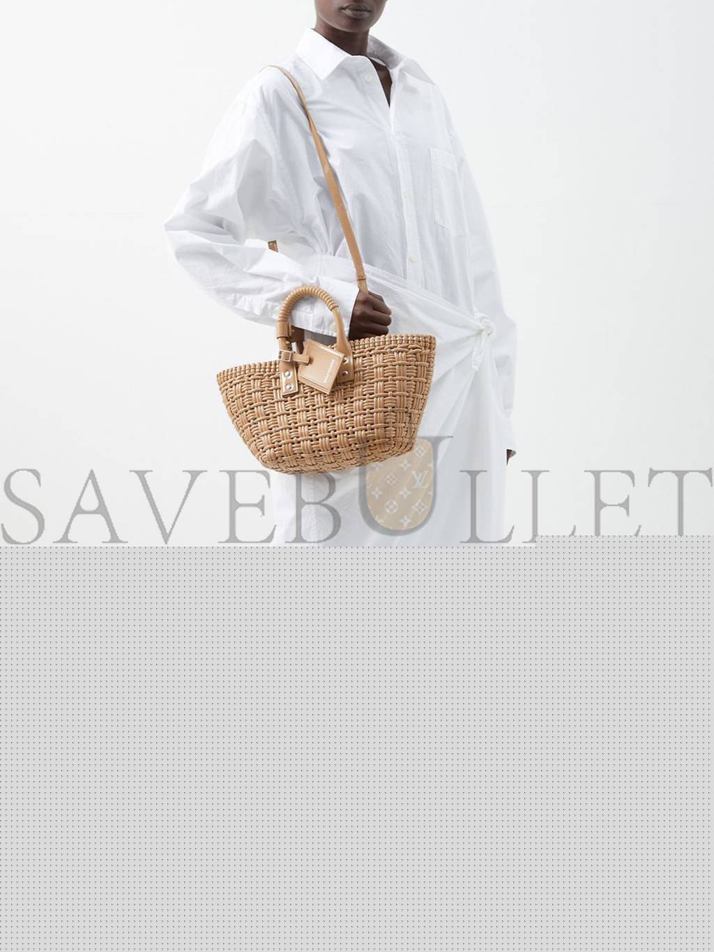 Ba*len*cia*ga beige bistro xs woven faux-leather basket bag  matchesfashion us (35.5*21*11cm)