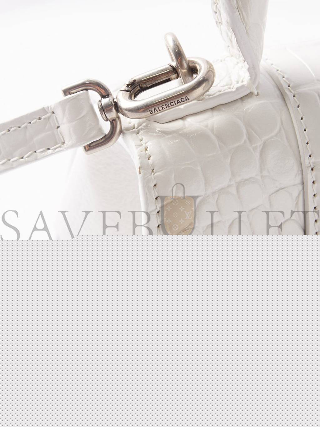 Ba*len*cia*ga white hourglass s crocodile-effect leather bag  matchesfashion us (22.8*15.2*9cm)