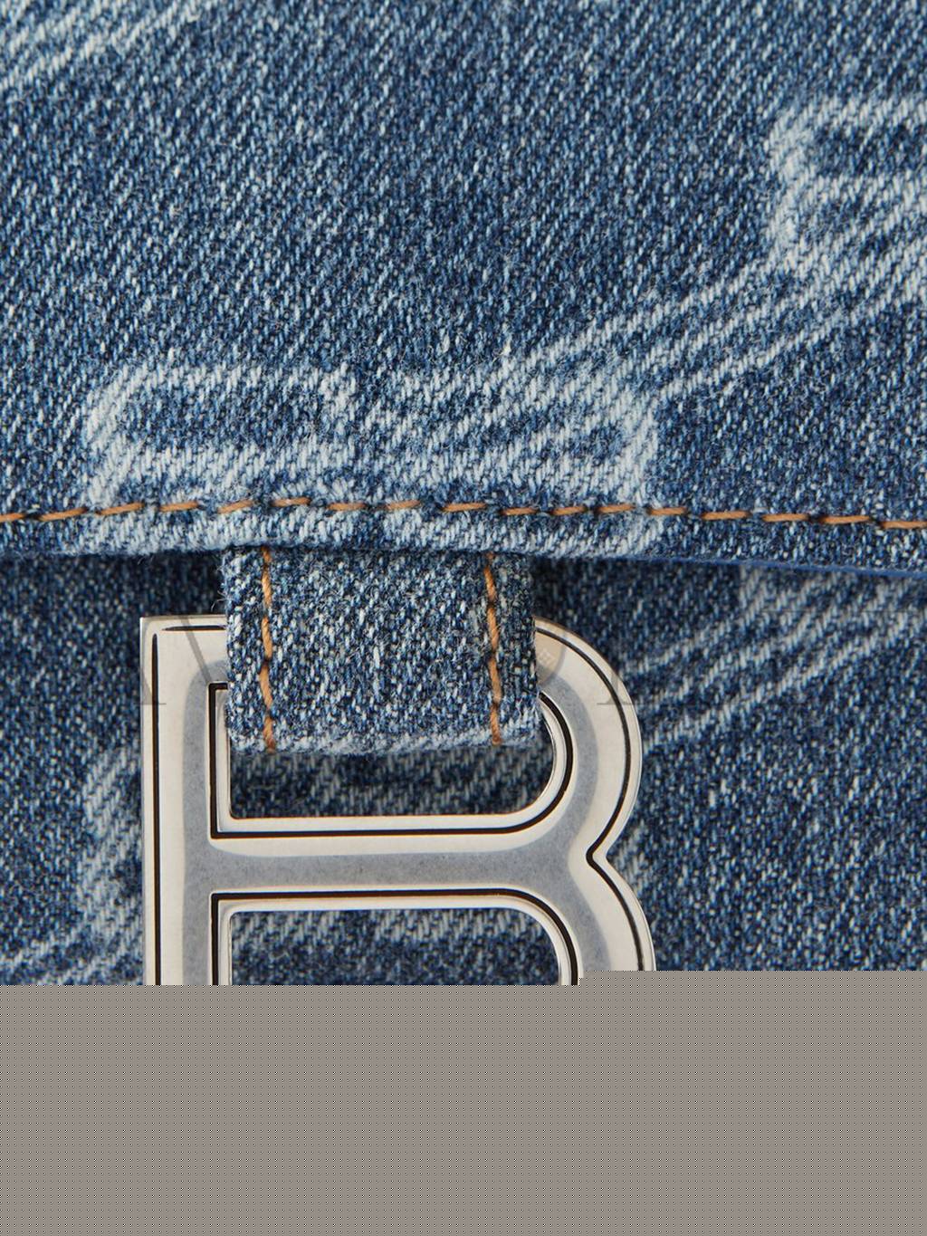 Ba*len*cia*ga blue hourglass monogrammed denim bag matchesfashion us (22.5*13.4*9.5cm)