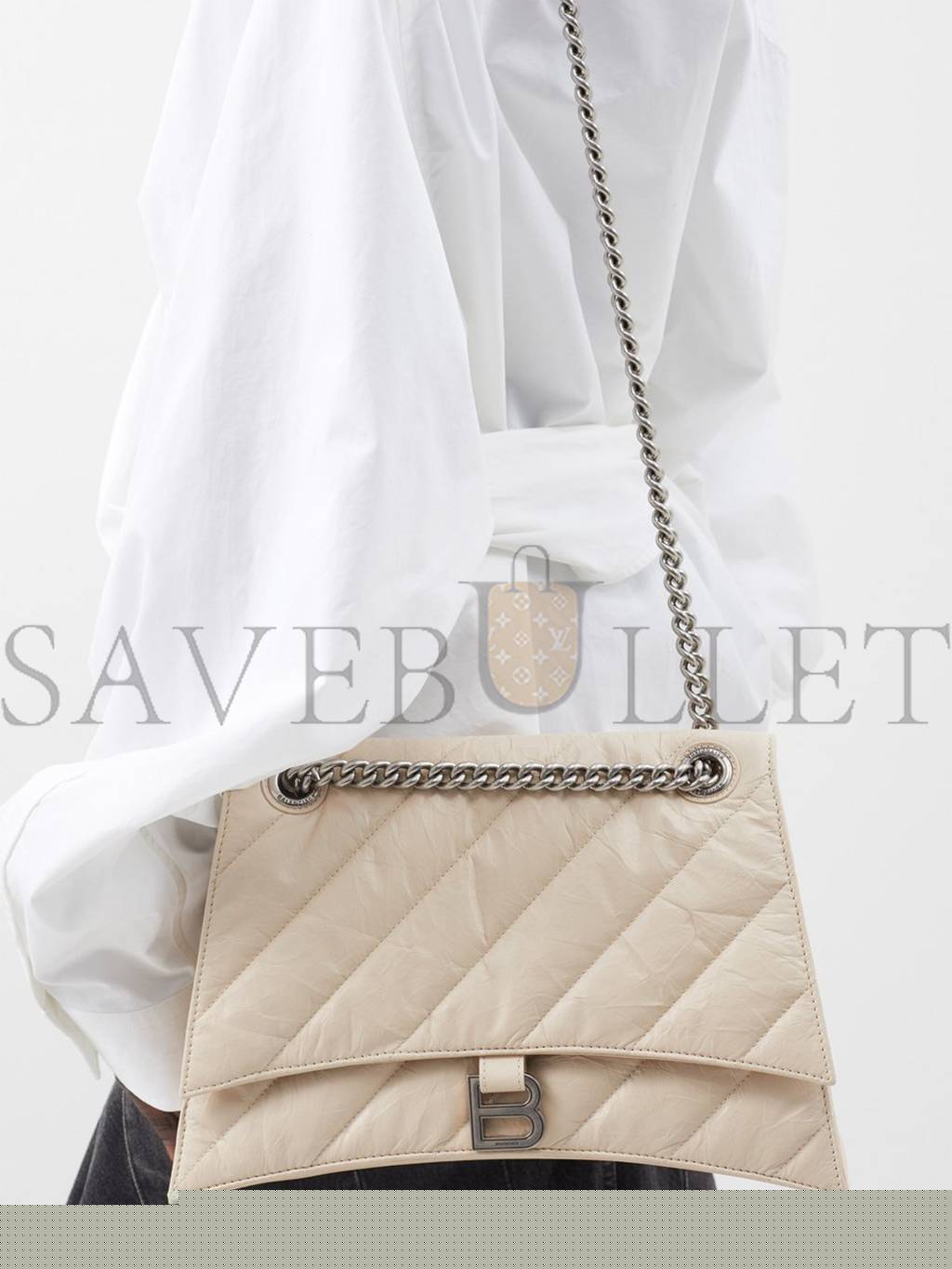 Ba*len*cia*ga neutral crush m quilted crinkled-leather shoulder bag  matchesfashion us (25.5*15*6.4cm)