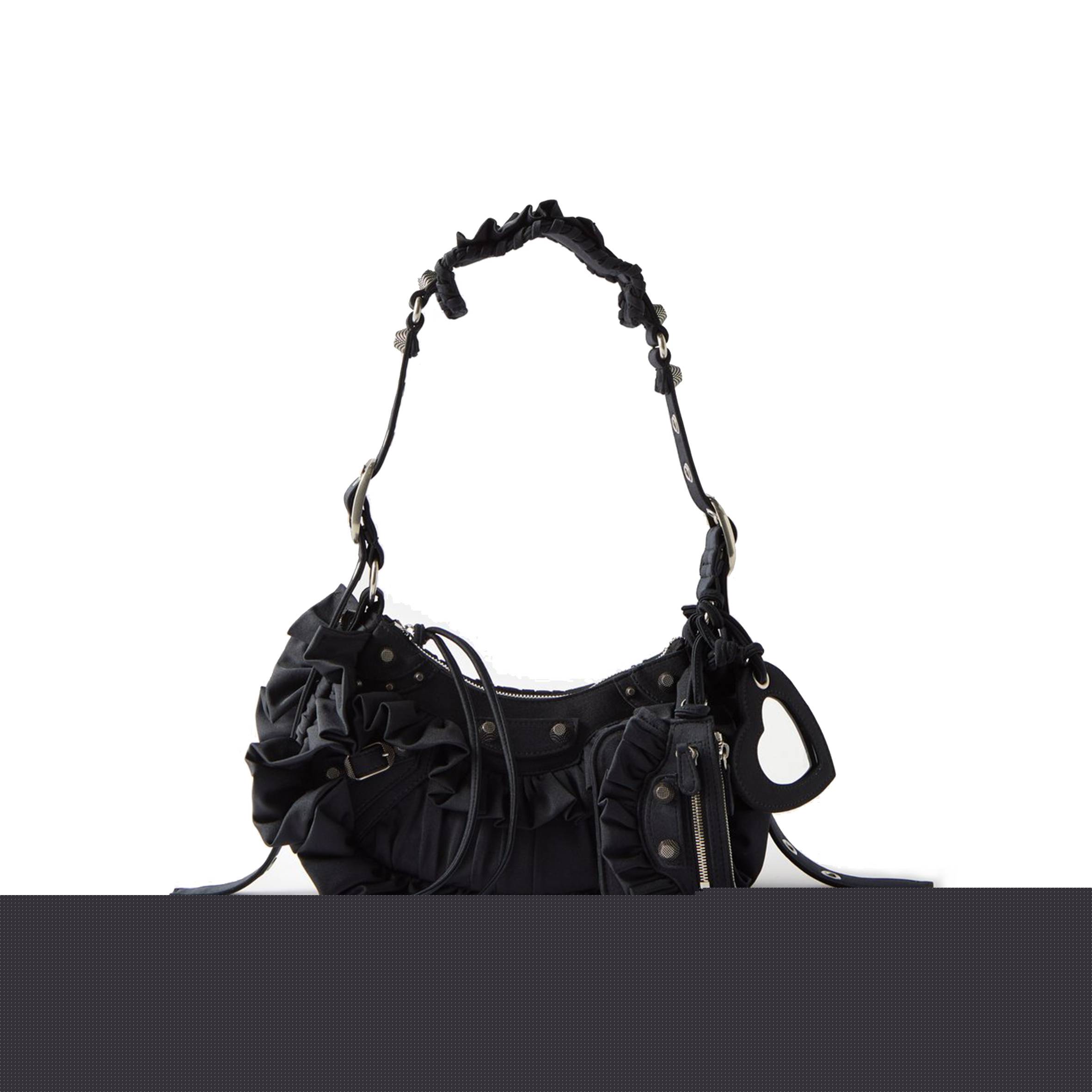 Ba*len*cia*ga black le cagole xs ruffled spandex shoulder bag  matchesfashion us (25.6*11.4*7.3cm)