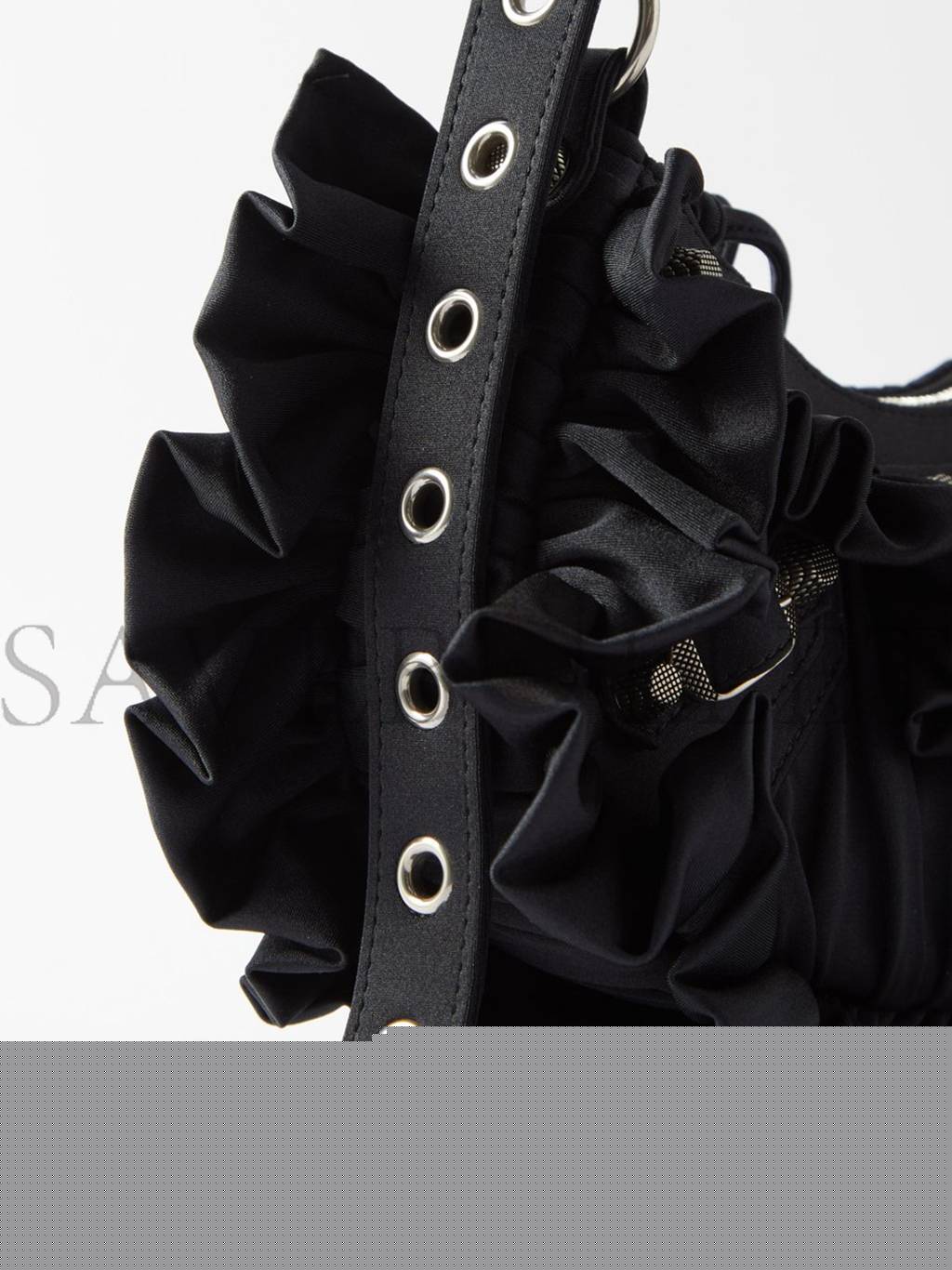 Ba*len*cia*ga black le cagole xs ruffled spandex shoulder bag  matchesfashion us (25.6*11.4*7.3cm)