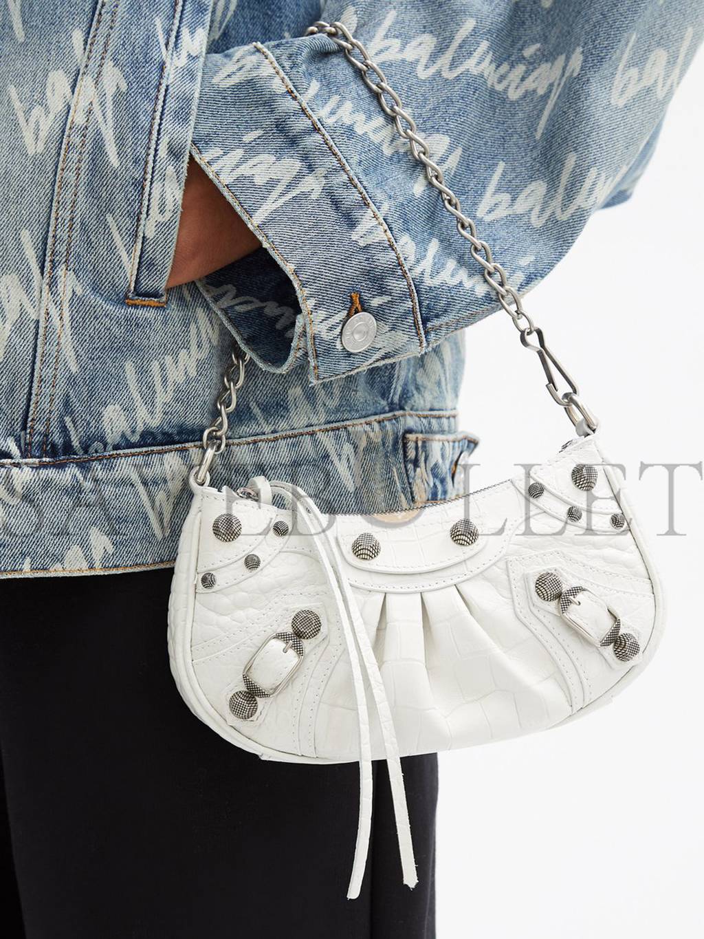 Ba*len*cia*ga white le cagole xs studded leather shoulder bag  matchesfashion us (25.6*11.4*7.3cm)