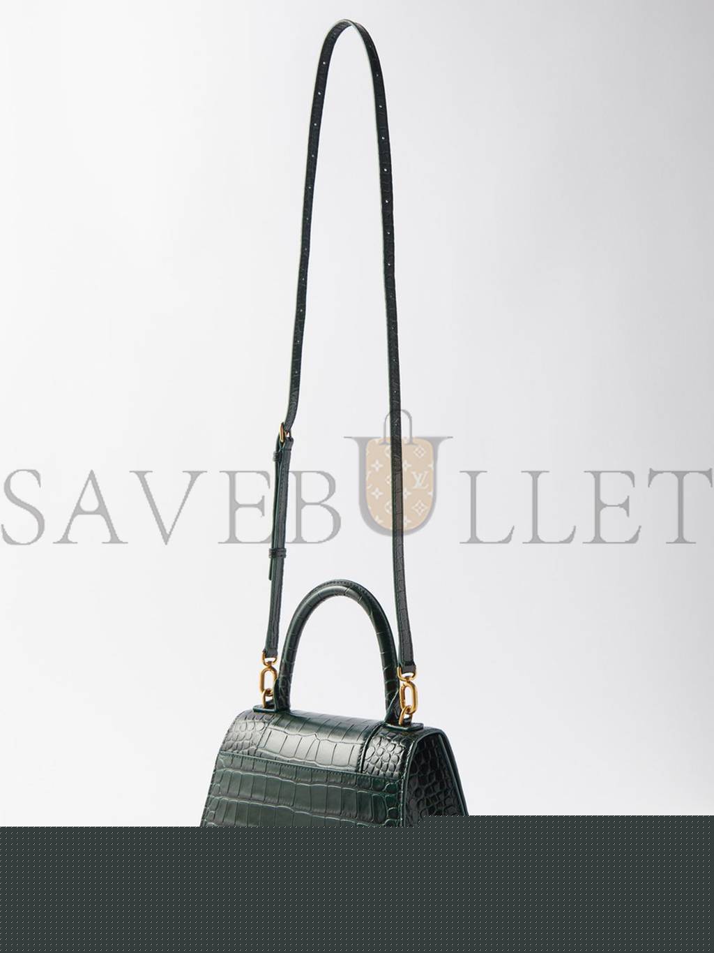 Ba*len*cia*ga green hourglass s crocodile-effect leather bag  matchesfashion us (22.5*15*10cm)