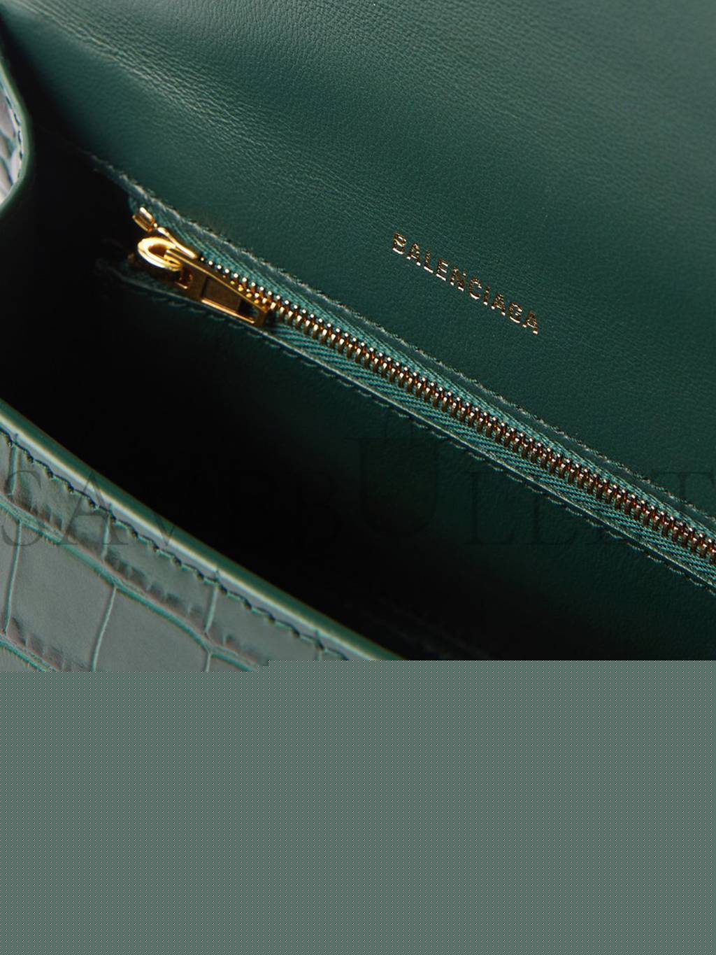 Ba*len*cia*ga green hourglass s crocodile-effect leather bag  matchesfashion us (22.5*15*10cm)