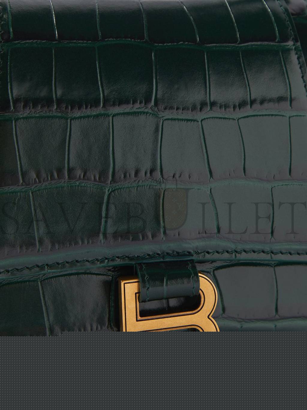 Ba*len*cia*ga green hourglass s crocodile-effect leather bag  matchesfashion us (22.5*15*10cm)