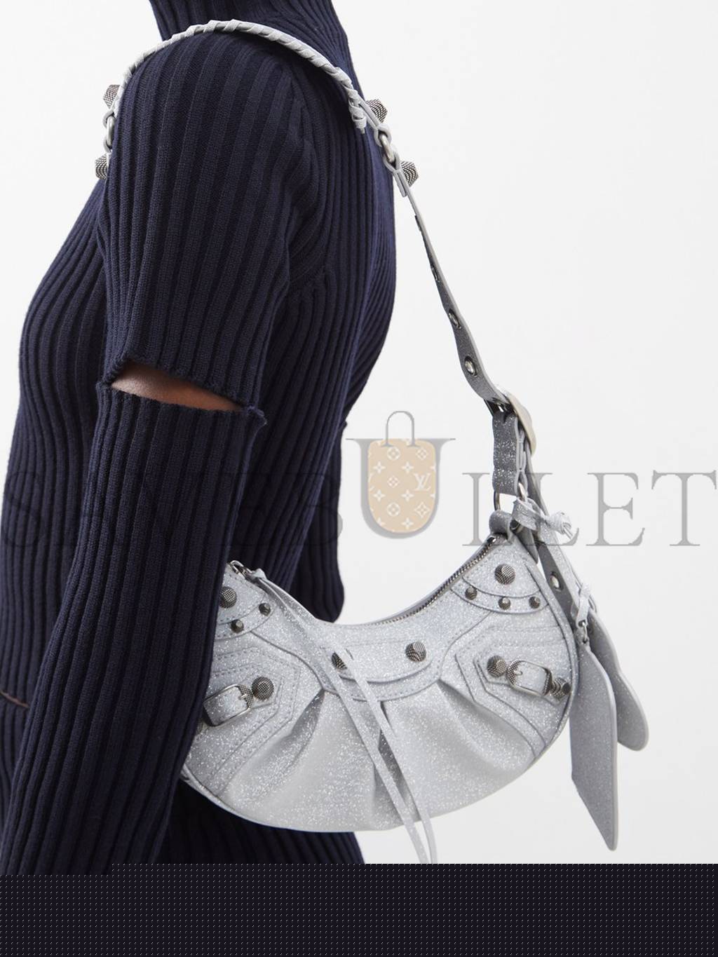Ba*len*cia*ga silver le cagole xs metallic-canvas shoulder bag matchesfashion us (25.4*12.7*7.3cm)