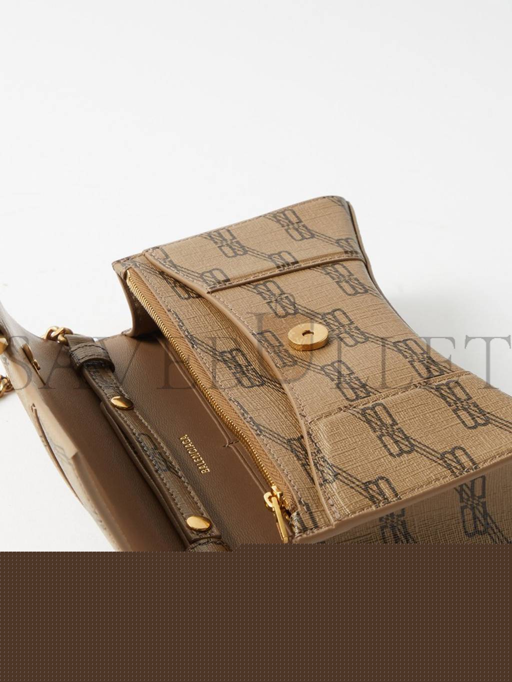 Ba*len*cia*ga beige hourglass logo-print canvas cross-body bag matchesfashion us (19.5*12*4cm)