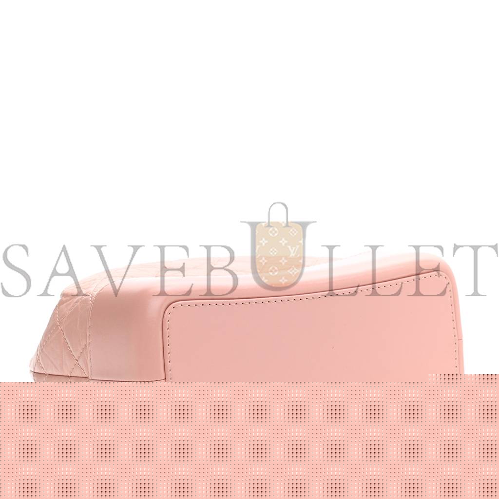 Ch*el aged calfskin quilted small gabrielle backpack pink silver hardware (23*21*10cm)
