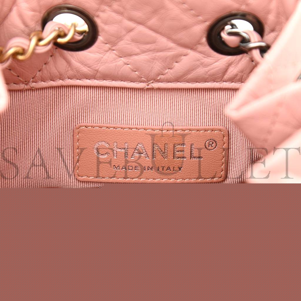 Ch*el aged calfskin quilted small gabrielle backpack pink silver hardware (23*21*10cm)
