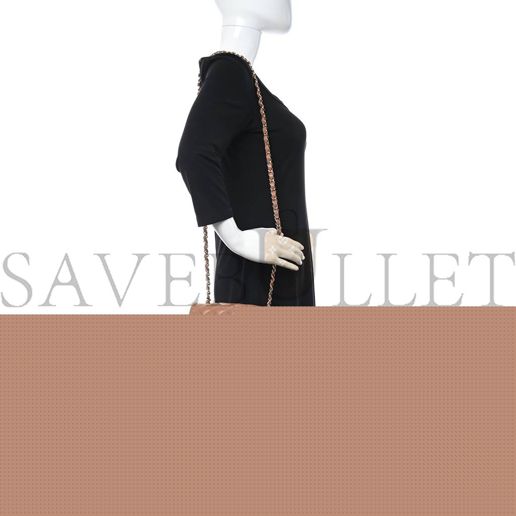 Ch*el lambskin quilted mini rectangular flap brown rose gold hardware (19*11*7cm)