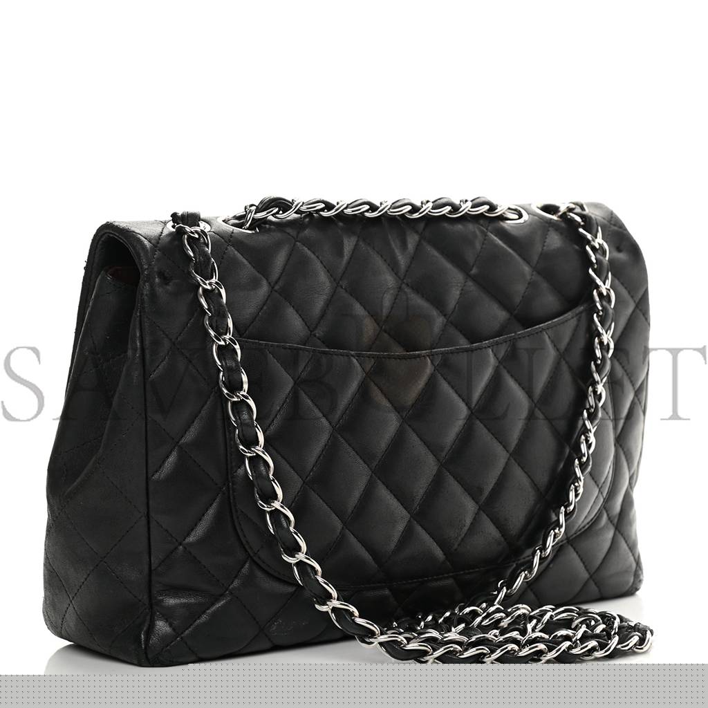 Ch*el lambskin quilted jumbo single flap black silver hardware (30*20*9cm)