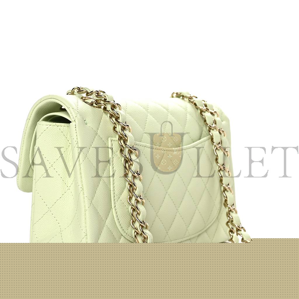 Ch*el caviar quilted small double flap light green rose gold hardware (23*14*6cm)
