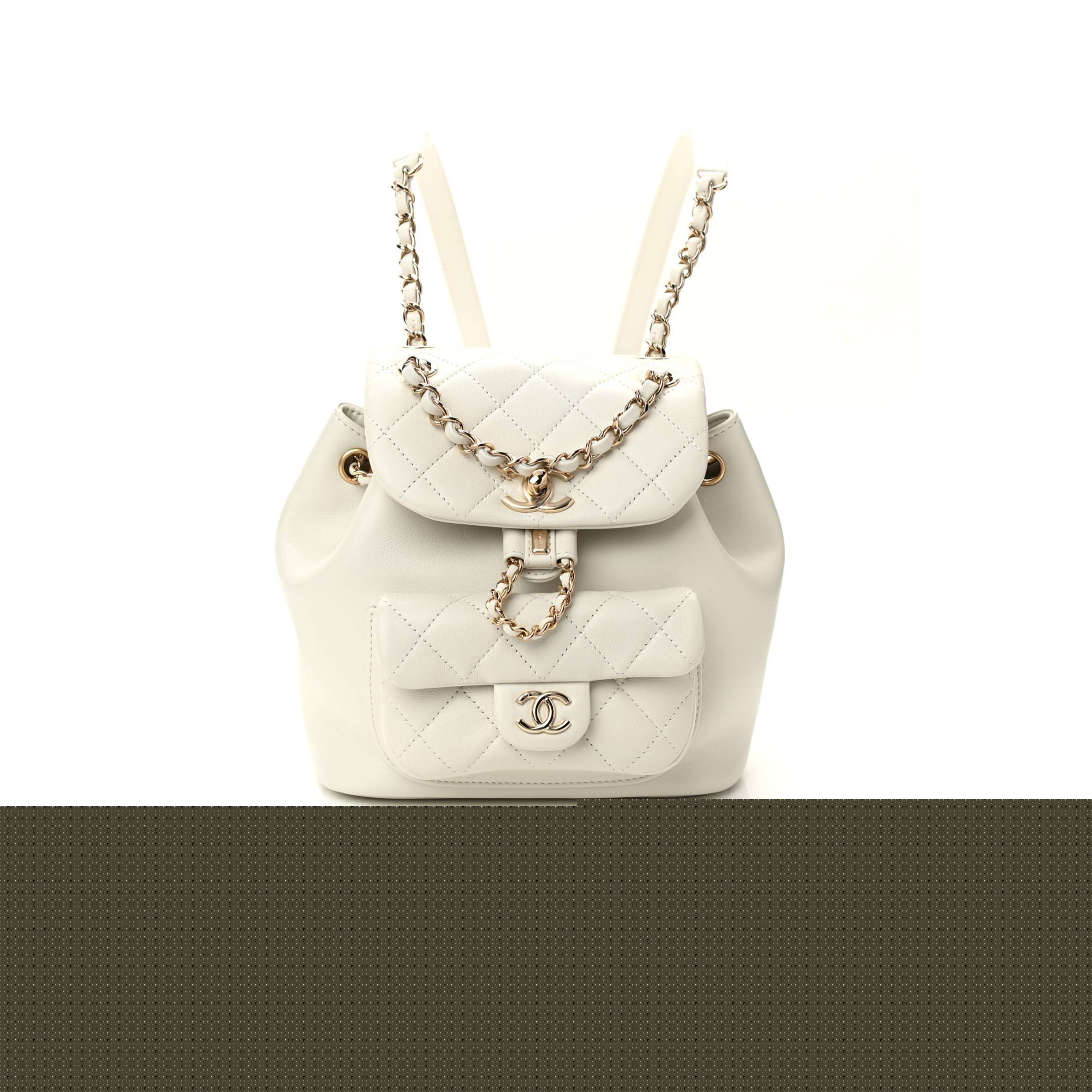 Ch*el lambskin quilted small duma drawstring backpack white (19*17*12cm)