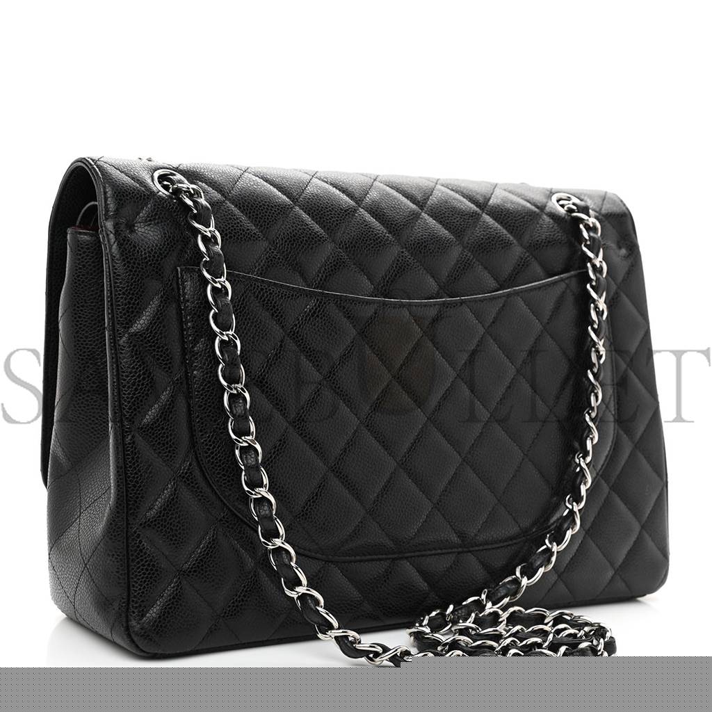 Ch*el caviar quilted maxi double flap black silver hardware (33*24*9cm)