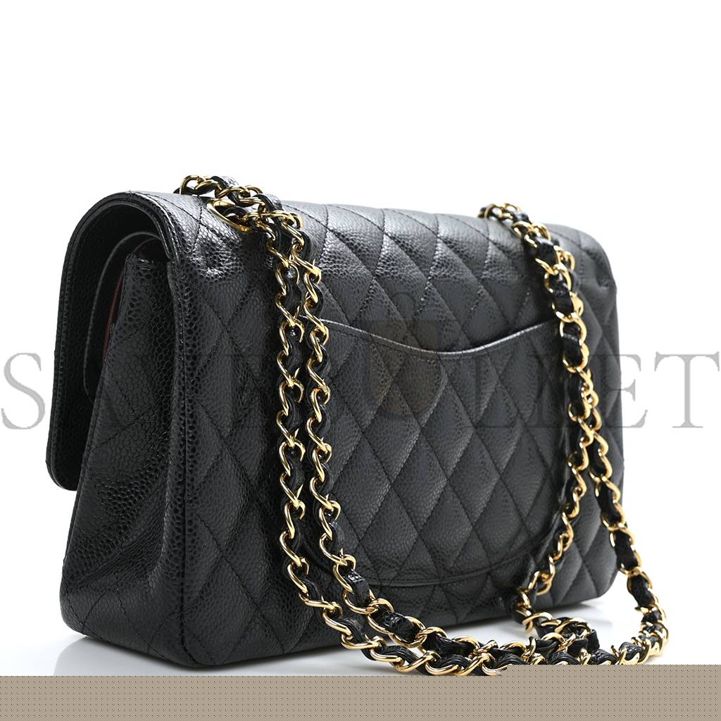 Ch*el caviar quilted medium double flap black gold hardware (25*16*6cm)